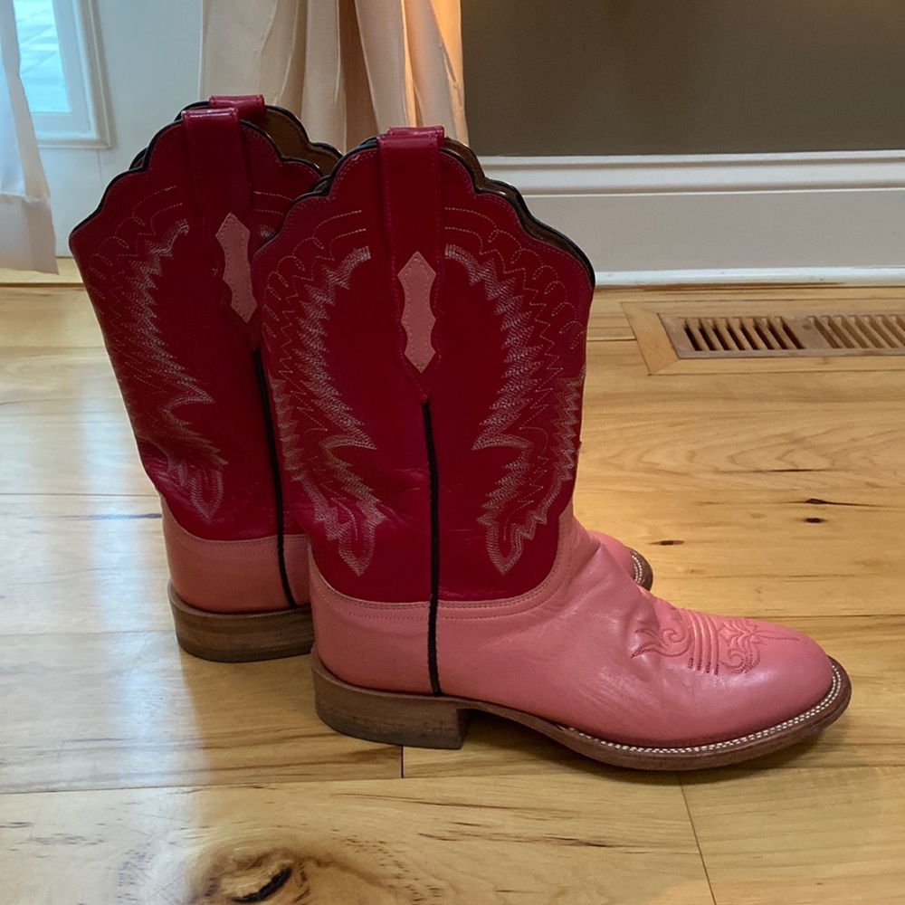 Pink leather Lucchese 2000 boots size 9b